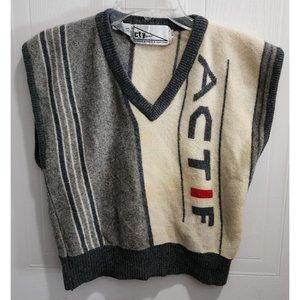 Vtg CTY French Brand Pullover Sleeveless Sweater Top "ACTIF" 100% Lambswool Sz L